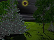 A picture of a field during an eclipse.